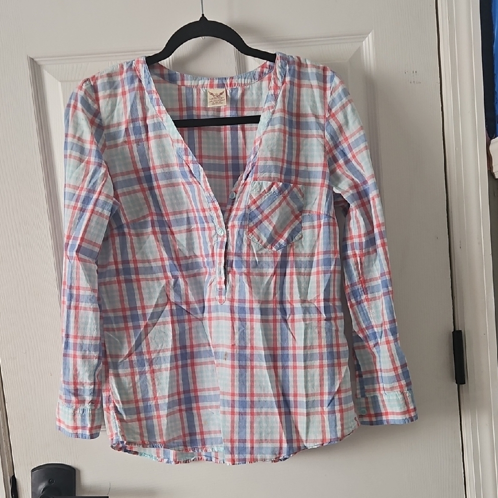 Faded Glory Red and Blue Plaid Shirt